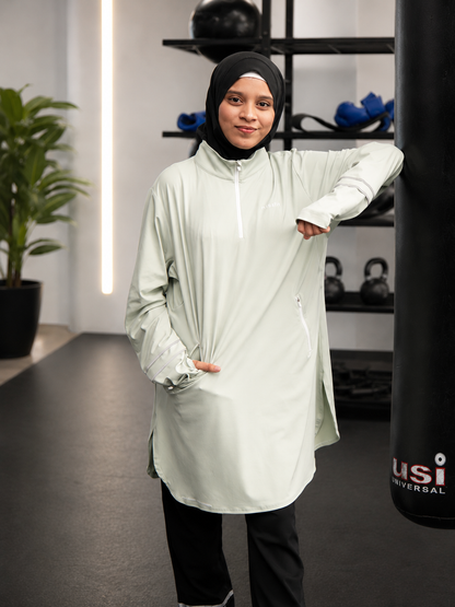 NisaFit Active Longline Performance Top – Sage Mint