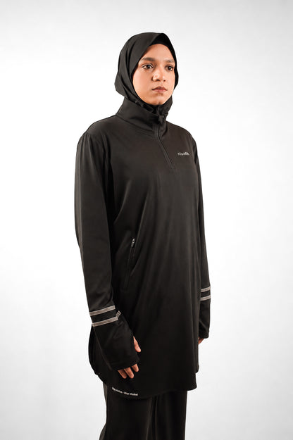 NisaFit Performance Longline Top – Black