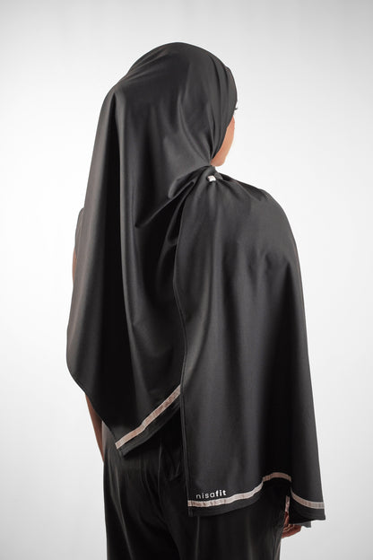 NisaFit Performance Hijab – Black | Lightweight Sports Hijab