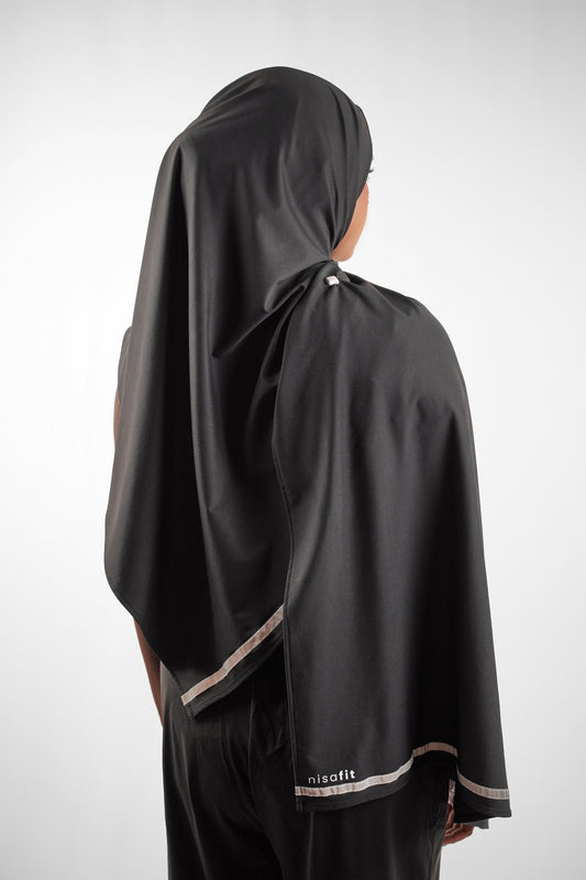 NisaFit Performance Hijab – Black | Lightweight Sports Hijab