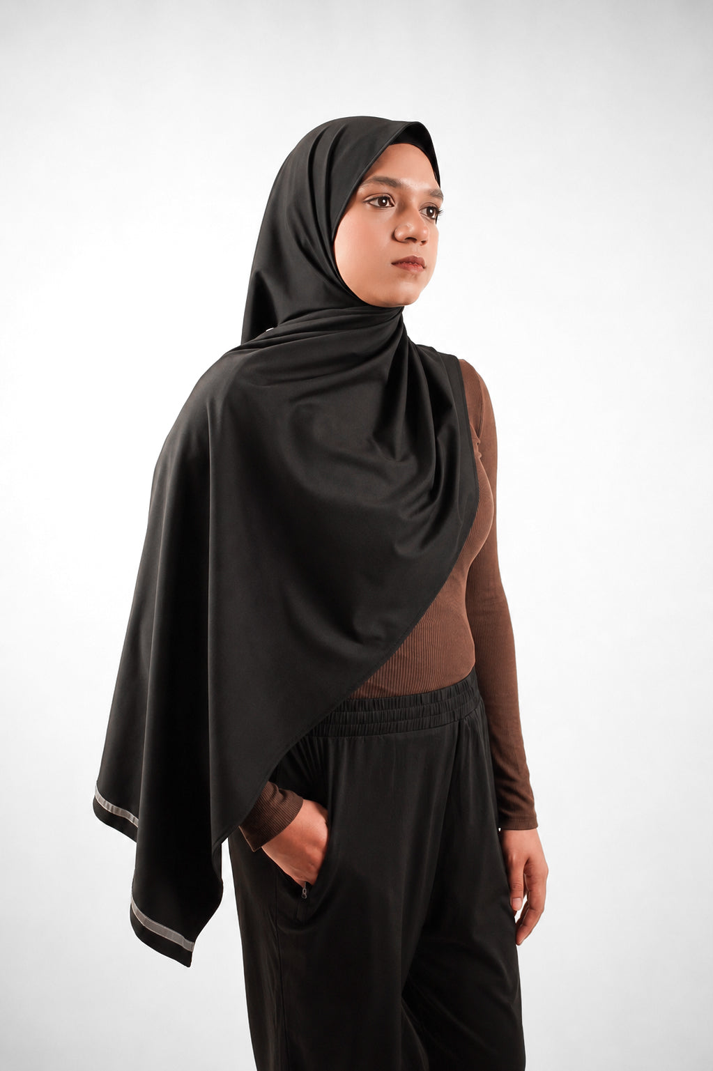 NisaFit Performance Hijab – Black | Lightweight Sports Hijab