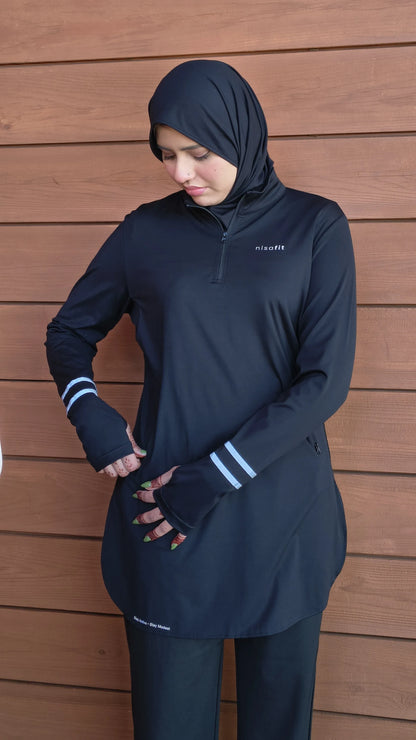 Nisafit 3-Piece Modest Activewear Bundle – Performance Top, Pants & Hijab